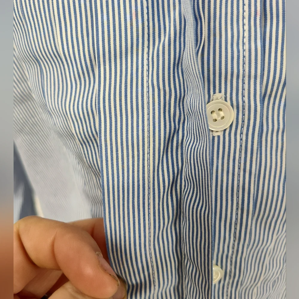 J. Crew Slim Fit Blue And White Striped Button Down Shirt Size Women's Medium